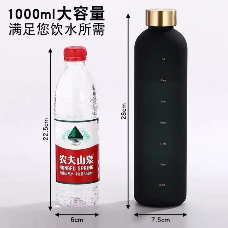 1 Liters Water Bottle Motivational Drinking Bottle Sports Water Bottles With Time Marker Stickers Portable Reusable Plastic Cups