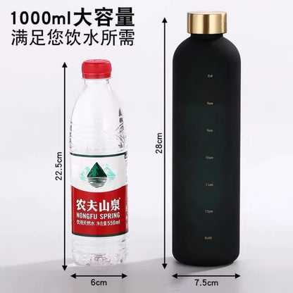 1 Liters Water Bottle Motivational Drinking Bottle Sports Water Bottles With Time Marker Stickers Portable Reusable Plastic Cups