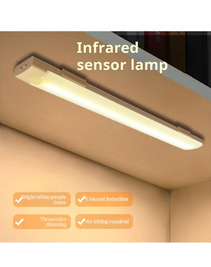 1pc Wireless Rechargeable LED Motion Sensor Cabinet Light - Ideal for Closet, Kitchen, Wardrobe, Stairs - Battery Operated Night