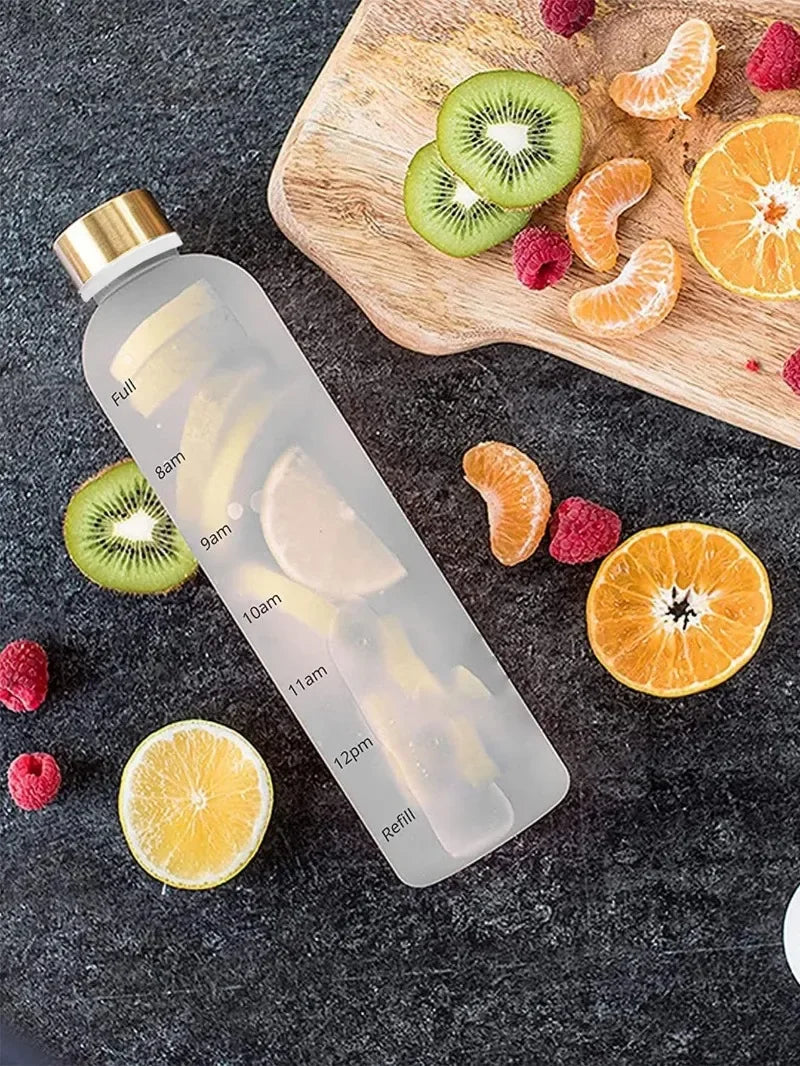 1 Liters Water Bottle Motivational Drinking Bottle Sports Water Bottles With Time Marker Stickers Portable Reusable Plastic Cups