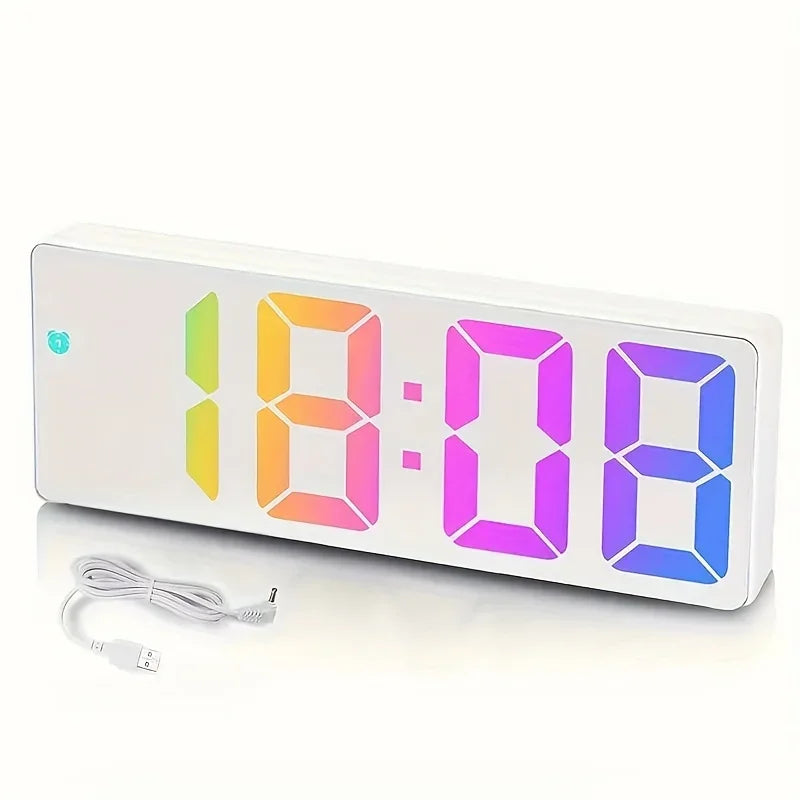 1pc Luminous Mirror Clock Dormitory Desktop LED Electronic Clock Digital Electronic Alarm Desktop Decoration Alarm Clock