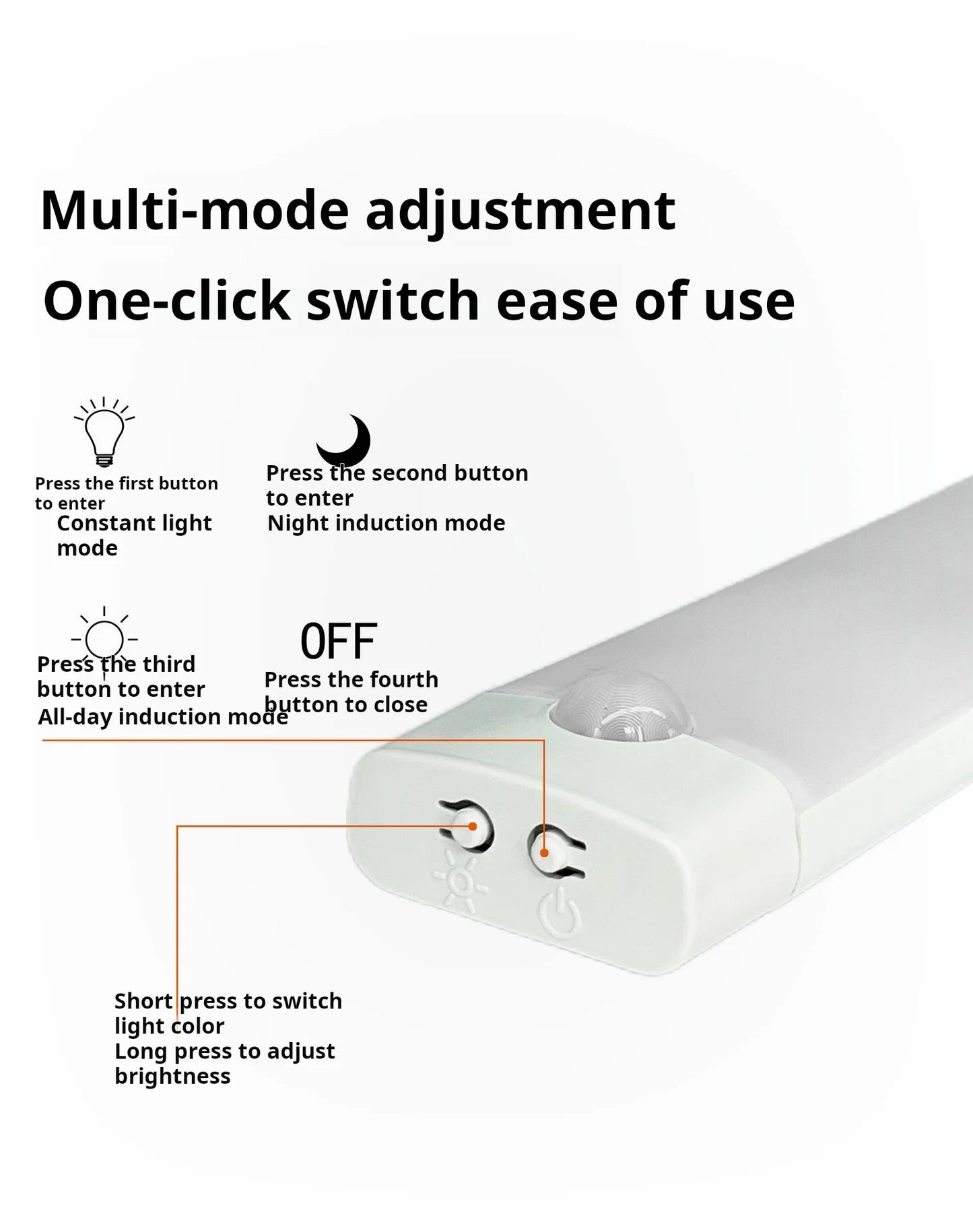 1pc Wireless Rechargeable LED Motion Sensor Cabinet Light - Ideal for Closet, Kitchen, Wardrobe, Stairs - Battery Operated Night