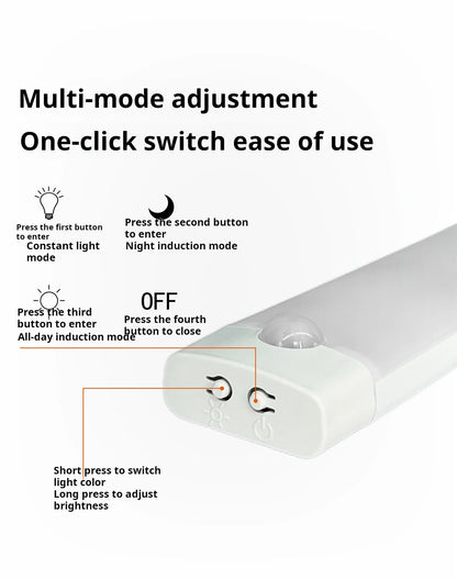 1pc Wireless Rechargeable LED Motion Sensor Cabinet Light - Ideal for Closet, Kitchen, Wardrobe, Stairs - Battery Operated Night